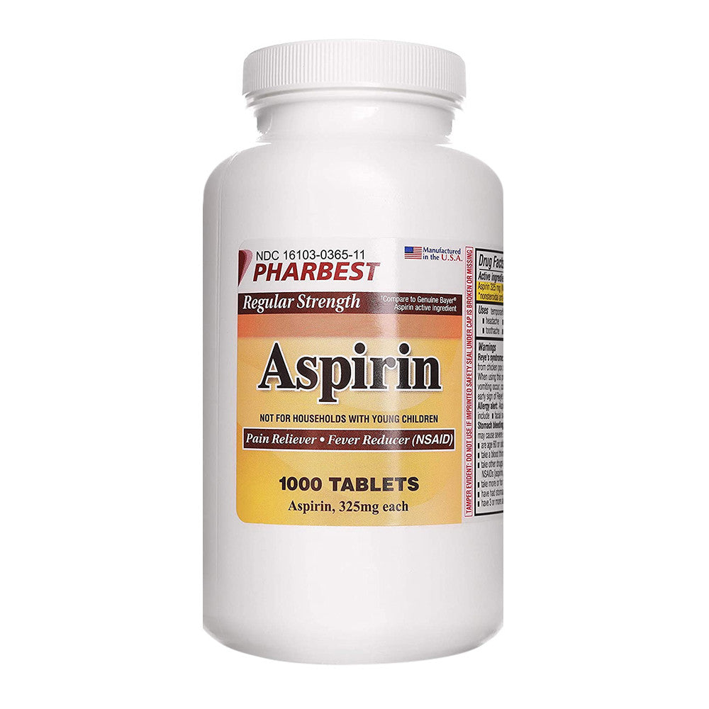 Pharbest Aspirin Regular Strength 325 mg Uncoated Tablets, 1000 Ea